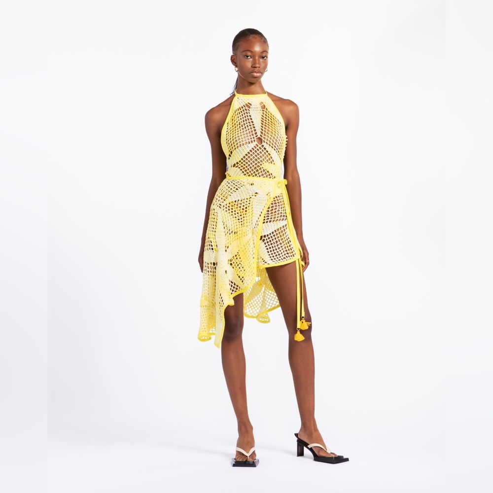 Crochet dress in yellow